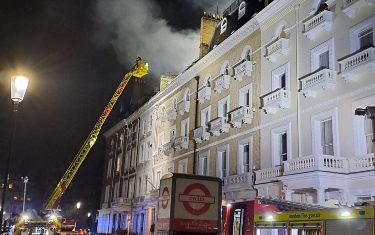 Massive Fire Engulfs Residential Building in London’s South Kensington