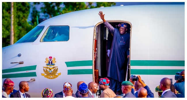 Tinubu Returns to Nigeria After Short Work Visit in France