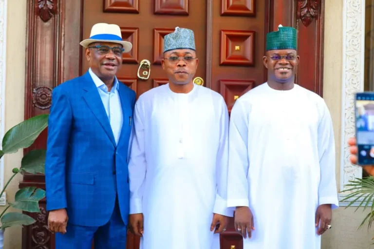 Yahaya Bello and Successor Ododo Meet with Wike in Abuja: Strengthening Ties Across State Lines