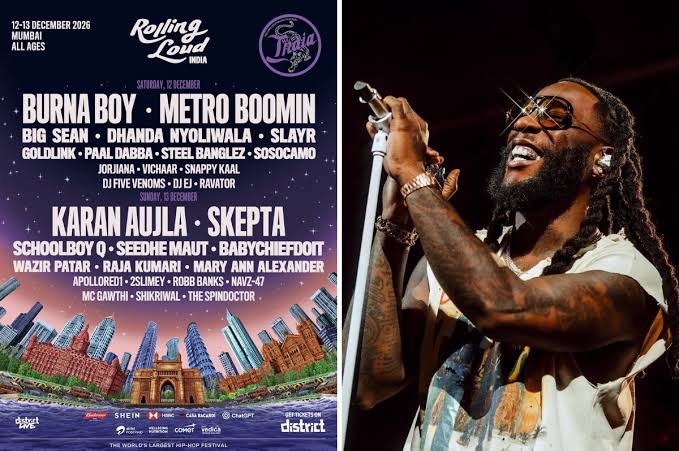 Burna Boy Set to Lead Rolling Loud India Festival on December 12
